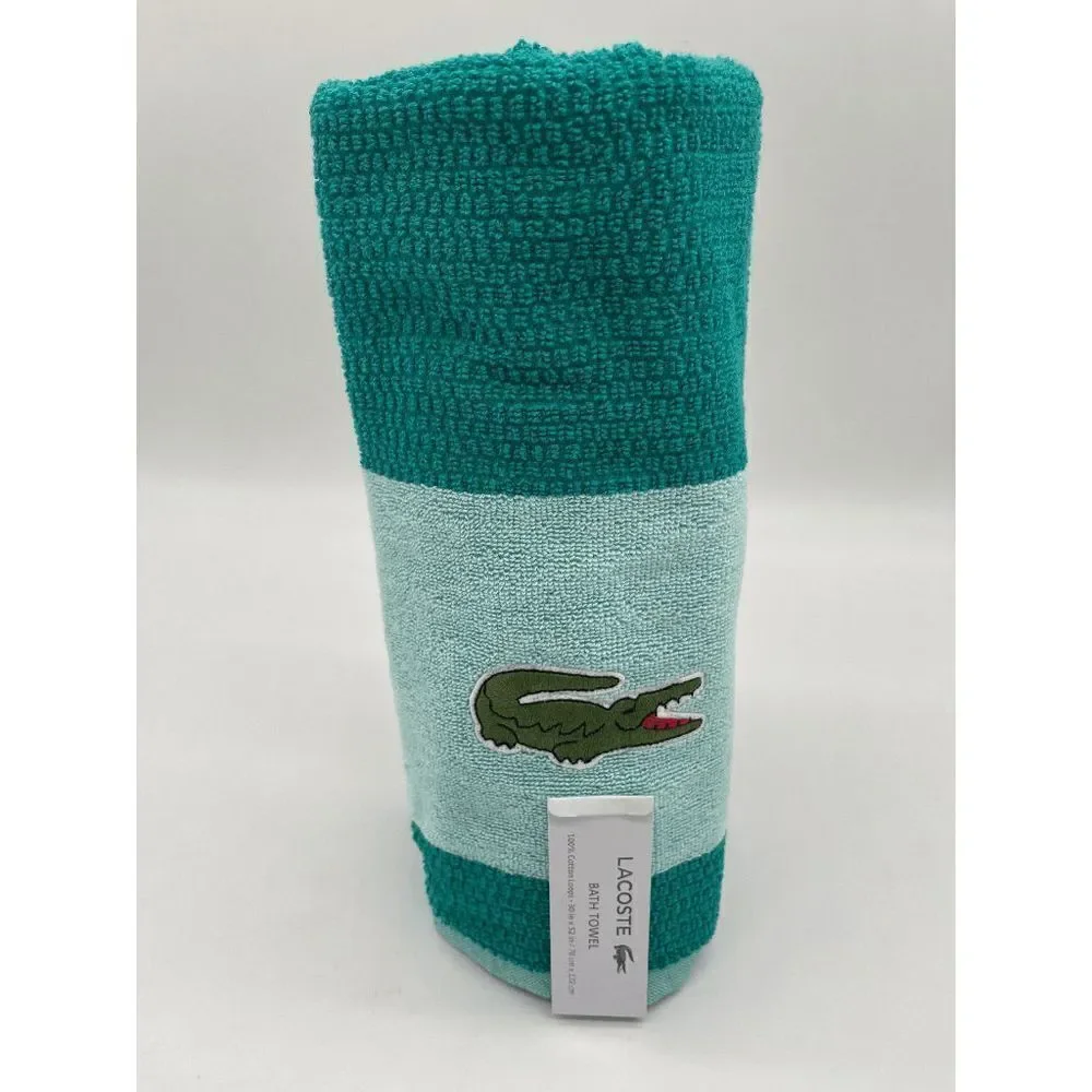 Lacoste Beach Towel 100% Cotton Loops Sz 30 x 52 Teal Green NWT